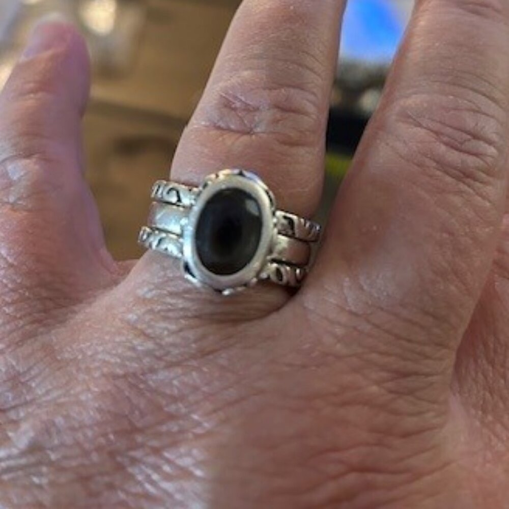 SILPADA Sterling Silver Vintage Real Smoky Quartz Swirl Oxidized Ring Size 9